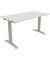 Schreibtisch All in One, manuell höhenverstellbar, 65-85cm (H), 140x70cm (BxT), rechteckig, weiß / silberaluminium