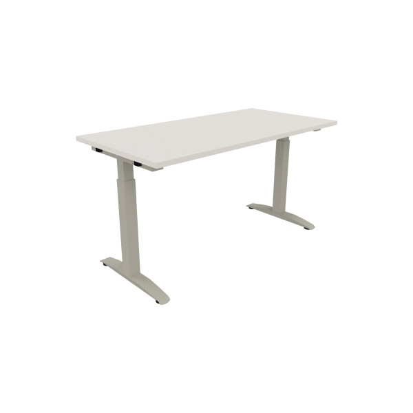 4003969072053 - Schreibtisch All in One 810023601 manuell höhenverstellbar 65-85cm (H) 140x70cm (BxT) rechteckig diamant weiß   silberalumin