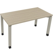 Schreibtisch All in One, manuell h&ouml;henverstellbar, 65-85cm (H), 140x70cm (BxT), rechteckig, eiche natur / silberaluminium