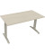Schreibtisch All in One, manuell höhenverstellbar, 65-85cm (H), 140x70cm (BxT), rechteckig, akazie hell / silberaluminium
