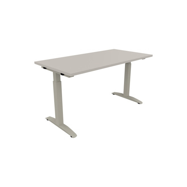 4003969072039 - Schreibtisch All in One 810023681 manuell höhenverstellbar 65-85cm (H) 140x70cm (BxT) rechteckig lichtgrau   silberaluminium