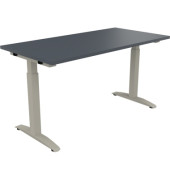 Schreibtisch All in One, manuell höhenverstellbar, 65-85cm (H), 140x70cm (BxT), rechteckig, lavagrau / silberaluminium