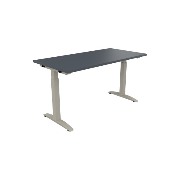4003969072008 - Schreibtisch All in One 810023682 manuell höhenverstellbar 65-85cm (H) 140x70cm (BxT) rechteckig lavagrau   silberaluminium 
