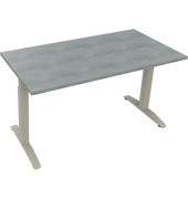 Schreibtisch All in One, manuell höhenverstellbar, 65-85cm (H), 140x70cm (BxT), rechteckig, beton hell / silberaluminium