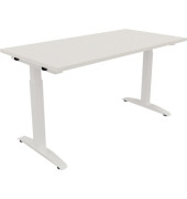 Schreibtisch All in One, manuell höhenverstellbar, 65-85cm (H), 140x70cm (BxT), rechteckig, weiß / weiß