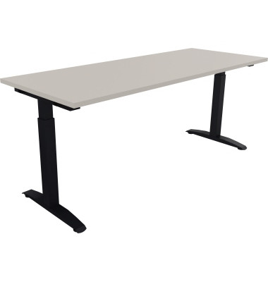 Schreibtisch All in One, manuell h&ouml;henverstellbar, 65-85cm (H), 140x70cm (BxT), rechteckig, akazie hell / wei&szlig;