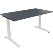 Schreibtisch All in One, manuell höhenverstellbar, 65-85cm (H), 140x70cm (BxT), rechteckig, lavagrau / weiß