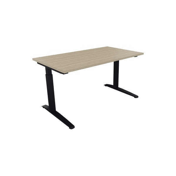 4003969072510 - Schreibtisch All in One 810023871 manuell höhenverstellbar 65-85cm (H) 140x80cm (BxT) rechteckig eiche natur   anthrazitmeta