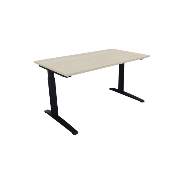 4003969072480 - Schreibtisch All in One 810023872 manuell höhenverstellbar 65-85cm (H) 140x80cm (BxT) rechteckig akazie hell   anthrazitmeta