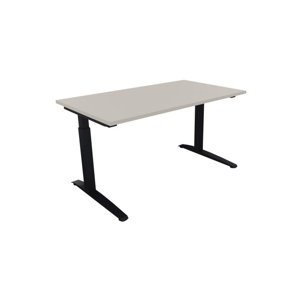 4003969072633 - Schreibtisch All in One 810023881 manuell höhenverstellbar 65-85cm (H) 140x80cm (BxT) rechteckig lichtgrau   anthrazitmetall