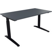 Schreibtisch All in One, manuell höhenverstellbar, 65-85cm (H), 140x80cm (BxT), rechteckig, lavagrau / anthrazit metallic