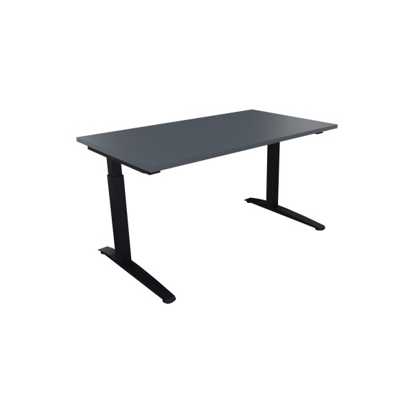 4003969072657 - Schreibtisch All in One 810023882 manuell höhenverstellbar 65-85cm (H) 140x80cm (BxT) rechteckig lavagrau   anthrazitmetalli
