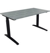 Schreibtisch All in One, manuell höhenverstellbar, 65-85cm (H), 140x80cm (BxT), rechteckig, beton hell / anthrazit metallic