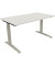 Schreibtisch All in One, manuell höhenverstellbar, 65-85cm (H), 140x80cm (BxT), rechteckig, weiß / silberaluminium