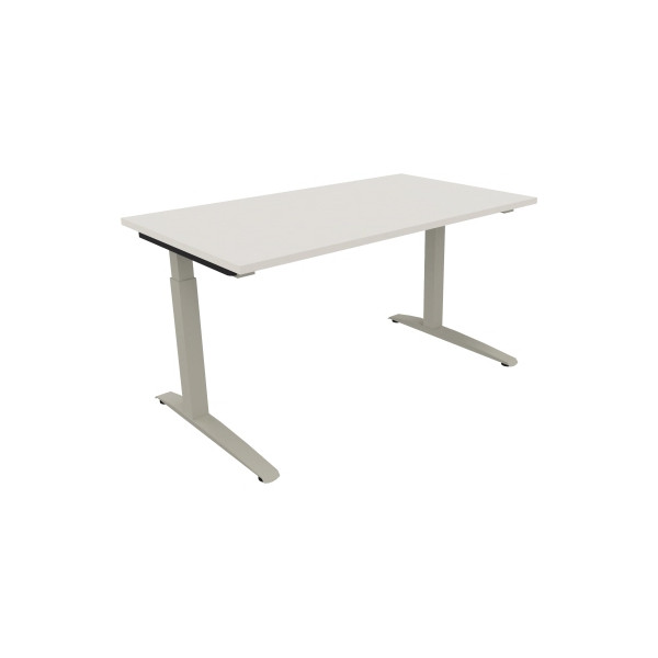 4003969072565 - Schreibtisch All in One 810023901 manuell höhenverstellbar 65-85cm (H) 140x80cm (BxT) rechteckig weiß   silberaluminium 400
