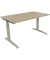 Schreibtisch All in One, manuell höhenverstellbar, 65-85cm (H), 140x80cm (BxT), rechteckig, eiche natur / silberaluminium