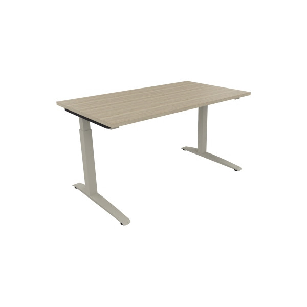 4003969072572 - Schreibtisch All in One 810023971 manuell höhenverstellbar 65-85cm (H) 140x80cm (BxT) rechteckig eiche natur   silberalumini