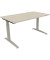 Schreibtisch All in One, manuell höhenverstellbar, 65-85cm (H), 140x80cm (BxT), rechteckig, akazie hell / silberaluminium