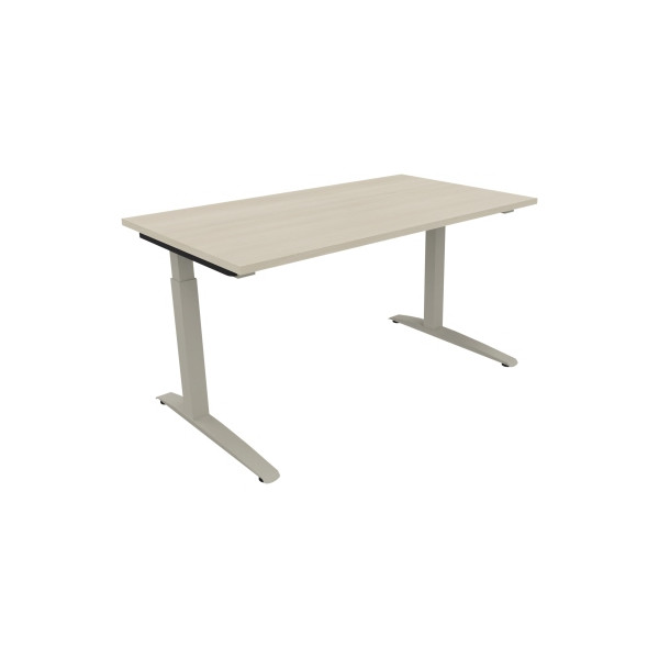 4003969072473 - Schreibtisch All in One 810023972 manuell höhenverstellbar 65-85cm (H) 140x80cm (BxT) rechteckig akazie hell   silberalumini