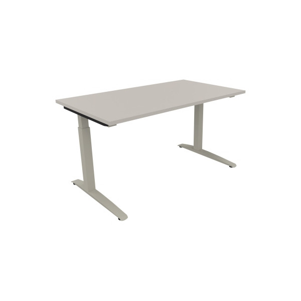 4003969072497 - Schreibtisch All in One 810023981 manuell höhenverstellbar 65-85cm (H) 140x80cm (BxT) rechteckig lichtgrau   silberaluminium