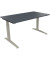 Schreibtisch All in One, manuell höhenverstellbar, 65-85cm (H), 140x80cm (BxT), rechteckig, lavagrau / silberaluminium