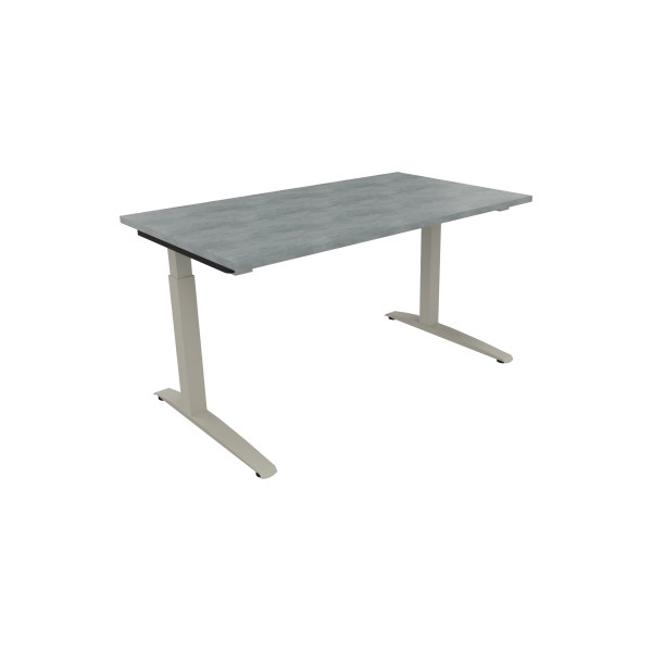 4003969072527 - Schreibtisch All in One 810023983 manuell höhenverstellbar 65-85cm (H) 140x80cm (BxT) rechteckig beton hell   silberaluminiu