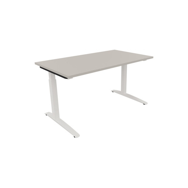 4003969072541 - Schreibtisch All in One 810024081 manuell höhenverstellbar 65-85cm (H) 140x80cm (BxT) rechteckig lichtgrau   verkehrsweiß 4
