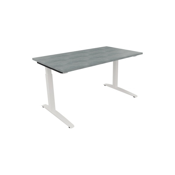 4003969072602 - Schreibtisch All in One 810024083 manuell höhenverstellbar 65-85cm (H) 140x80cm (BxT) rechteckig beton hell   verkehrsweiß 