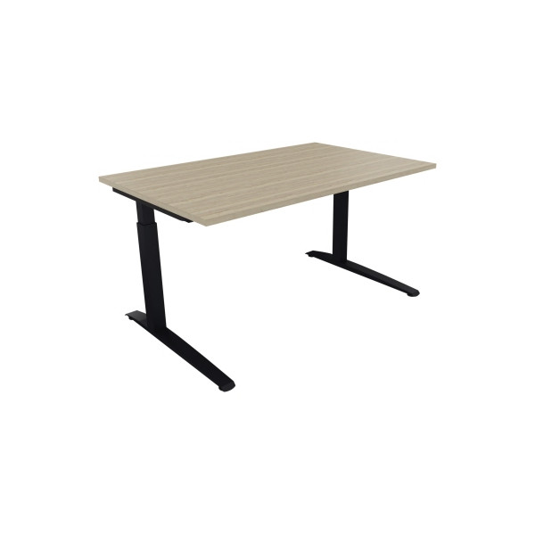 4003969072367 - Schreibtisch All in One 810024171 manuell höhenverstellbar 65-85cm (H) 140x90cm (BxT) rechteckig eiche natur   anthrazit met