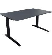 Schreibtisch All in One, manuell höhenverstellbar, 65-85cm (H), 140x90cm (BxT), rechteckig, lavagrau / anthrazit metallic