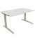 Schreibtisch All in One, manuell höhenverstellbar, 65-85cm (H), 140x90cm (BxT), rechteckig, weiß / silberaluminium