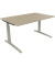 Schreibtisch All in One, manuell höhenverstellbar, 65-85cm (H), 140x90cm (BxT), rechteckig, eiche natur / silberaluminium