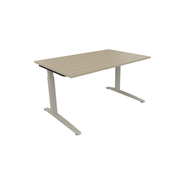 4003969072435 - Schreibtisch All in One 810024271 manuell höhenverstellbar 65-85cm (H) 140x90cm (BxT) rechteckig eiche natur   silberalumini