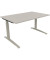Schreibtisch All in One, manuell höhenverstellbar, 65-85cm (H), 140x90cm (BxT), rechteckig, lichtgrau / silberaluminium