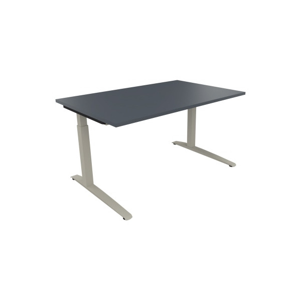 4003969072312 - Schreibtisch All in One 810024282 manuell höhenverstellbar 65-85cm (H) 140x90cm (BxT) rechteckig lavagrau   silberaluminium 