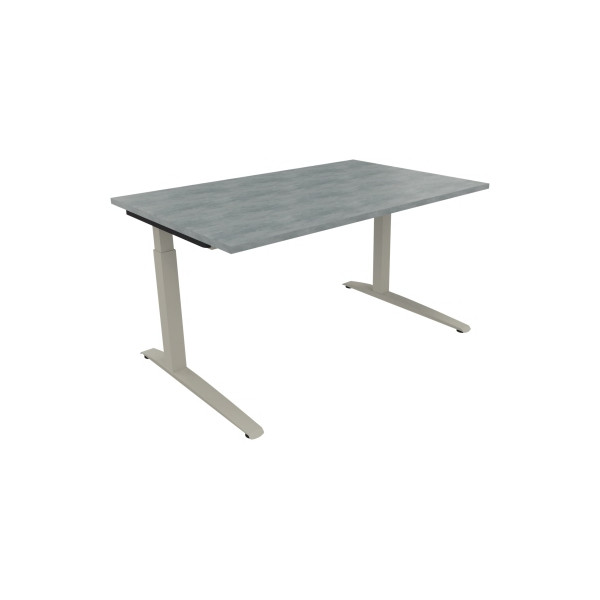 4003969072411 - Schreibtisch All in One 810024283 manuell höhenverstellbar 65-85cm (H) 140x90cm (BxT) rechteckig beton hell   silberaluminiu