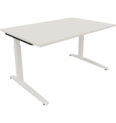 Schreibtisch All in One, manuell höhenverstellbar, 65-85cm (H), 140x90cm (BxT), rechteckig, weiß / weiß