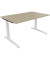 Schreibtisch All in One, manuell höhenverstellbar, 65-85cm (H), 140x90cm (BxT), rechteckig, eiche natur / weiß