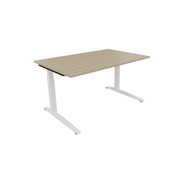 4003969072343 - Schreibtisch All in One 810024371 manuell höhenverstellbar 65-85cm (H) 140x90cm (BxT) rechteckig eiche natur   verkehrsweiß