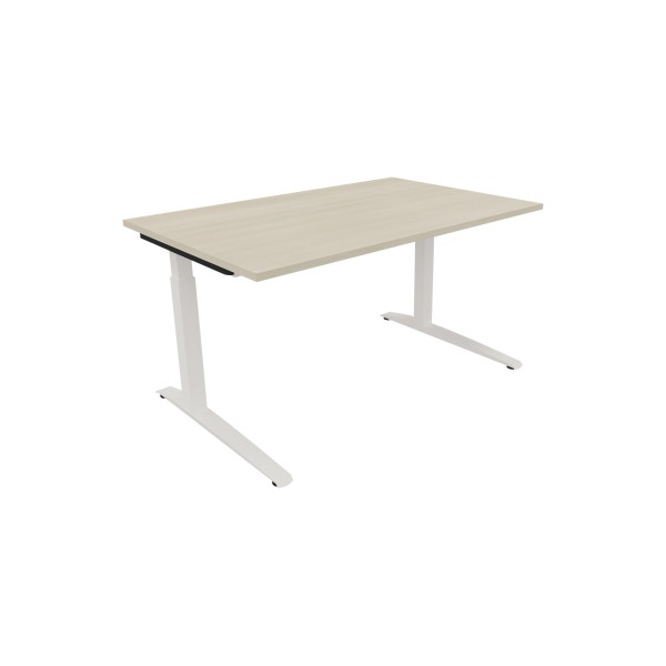4003969072428 - Schreibtisch All in One 810024372 manuell höhenverstellbar 65-85cm (H) 140x90cm (BxT) rechteckig akazie hell   verkehrsweiß