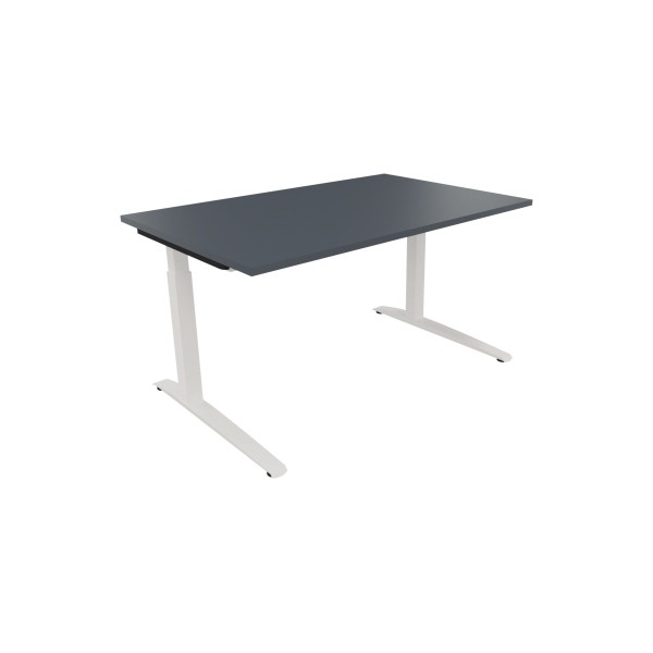 4003969072442 - Schreibtisch All in One 810024382 manuell höhenverstellbar 65-85cm (H) 140x90cm (BxT) rechteckig lavagrau   verkehrsweiß 40