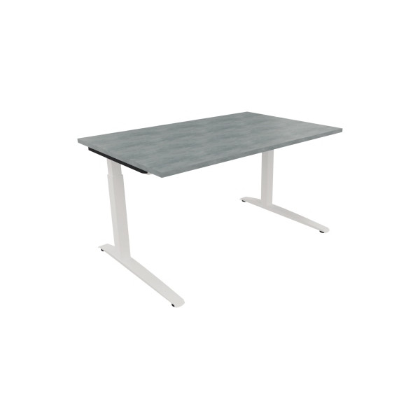 4003969072381 - Schreibtisch All in One 810024383 manuell höhenverstellbar 65-85cm (H) 140x90cm (BxT) rechteckig beton hell   verkehrsweiß 
