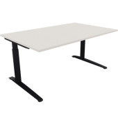 Schreibtisch All in One, manuell höhenverstellbar, 65-85cm (H), 160x100cm (BxT), rechteckig, weiß / anthrazit metallic