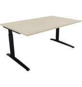 Schreibtisch All in One, manuell höhenverstellbar, 65-85cm (H), 160x100cm (BxT), rechteckig, akazie hell / anthrazit metallic