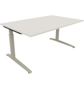 Schreibtisch All in One, manuell höhenverstellbar, 65-85cm (H), 160x100cm (BxT), rechteckig, weiß / silberaluminium