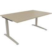 Schreibtisch All in One, manuell höhenverstellbar, 65-85cm (H), 160x100cm (BxT), rechteckig, eiche natur / silberaluminium