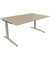 Schreibtisch All in One, manuell höhenverstellbar, 65-85cm (H), 160x100cm (BxT), rechteckig, eiche natur / silberaluminium