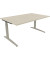 Schreibtisch All in One, manuell höhenverstellbar, 65-85cm (H), 160x100cm (BxT), rechteckig, akazie hell / silberaluminium