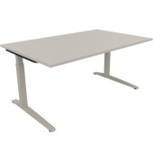 Schreibtisch All in One, manuell höhenverstellbar, 65-85cm (H), 160x100cm (BxT), rechteckig, lichtgrau / silberaluminium