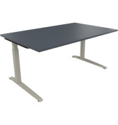 Schreibtisch All in One, manuell höhenverstellbar, 65-85cm (H), 160x100cm (BxT), rechteckig, lavagrau / silberaluminium